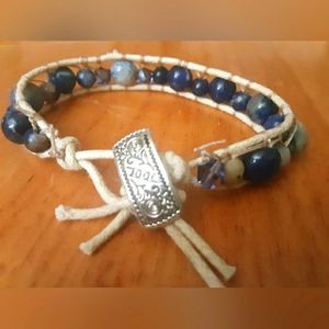 Handmade hemp and gemstone bead bracelet